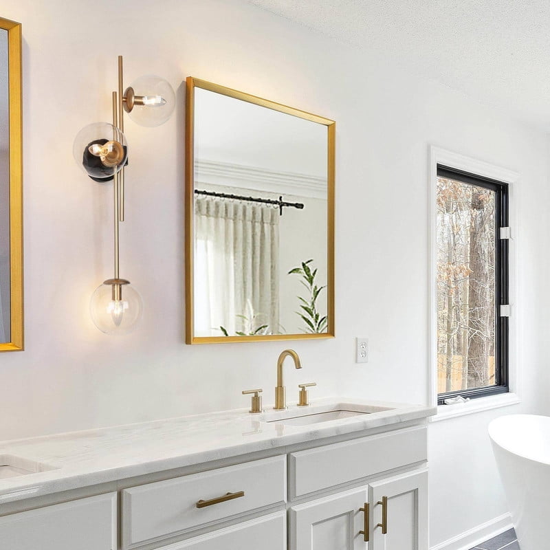 LNC Nako 12-in W 3-Light Matte Gold and Matte Black Modern Wall Sconce,30"Hx10"D