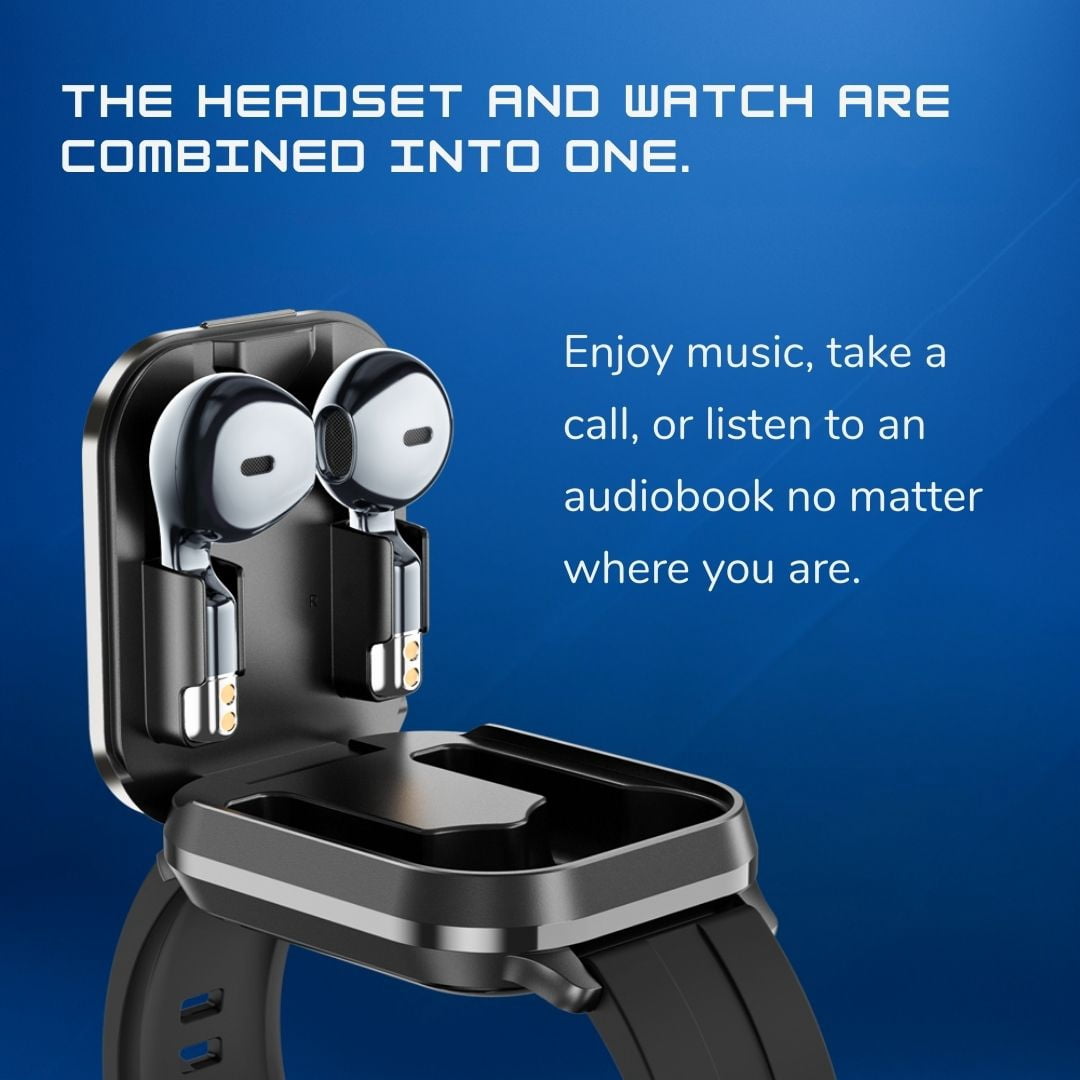 Effeokki Smartwatch with Wireless Earbuds, 2" Display, NFC, Fitness Tracker, iPhone & Android Compatible