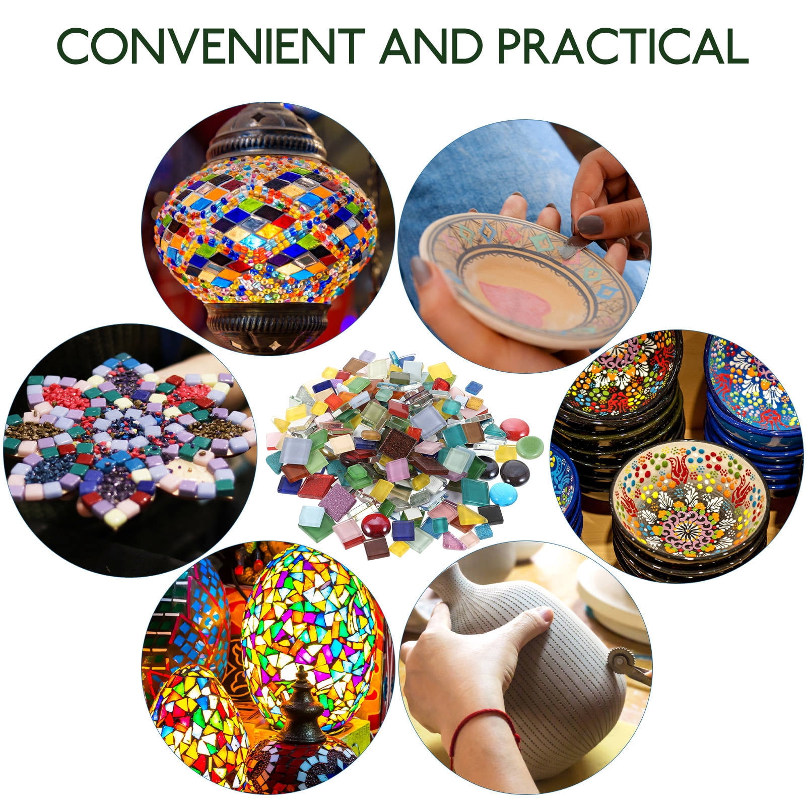 WHAMVOX  Flowerpot DIY Mosaic Tile Stones Tiles for Crafts Bulk Self