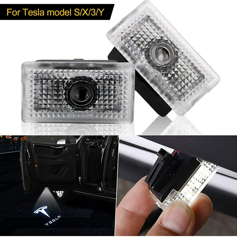 Car Door Lights for Model S/3/X/Y Logo Projector 4 Pack Tesla Puddle Lights LED Welcome Lights Ghost Shadow for Model 3/S/Y/X Accessories