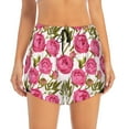 thumbnail image 2 of Goofa Rose Flowers Printed Women 2 in 1 Running Shorts,Quick Dry Athletic Workout Shorts,High Waisted Athletic Shorts with Liner Pockets-, 2 of 9