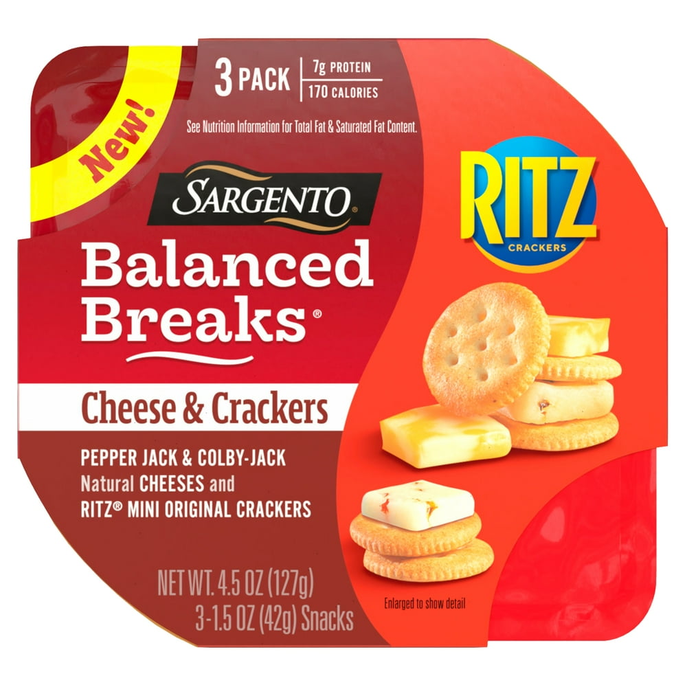 Sargento Balanced Breaks Cheese & Crackers, Pepper Jack & ColbyJack and RITZ® Crackers, 3Pack