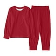 thumbnail image 1 of Spring Outfits Girls Children Solid Color Pajamas New Set Home Clothes Sleepwear Set Little Girls Clothes Red 2 Years-3 Years, 1 of 7