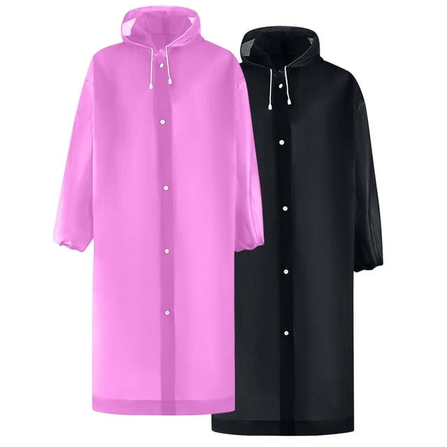 Imperméable à Capuche Manches Longues 2 Pcs pour Femmes et Hommes