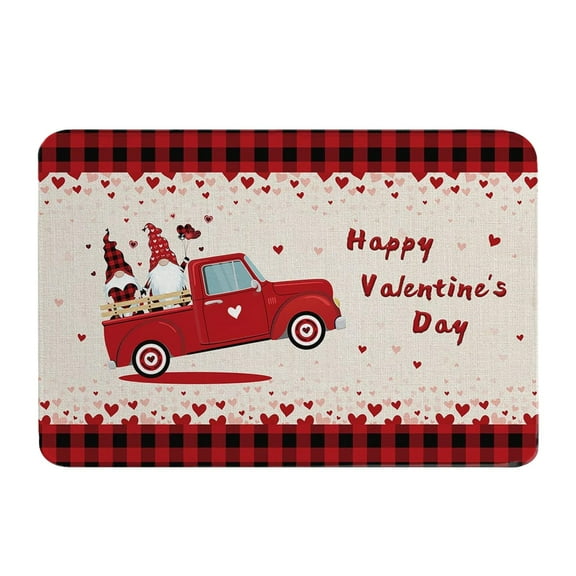 RuiJiao Valentine's Day Heart Doormat 40x60cm Non-Slip Polyester Indoor/Outdoor Rug, Romantic Entryway Mat for Porch Decorations, Red Holiday Gift Floor Mat
