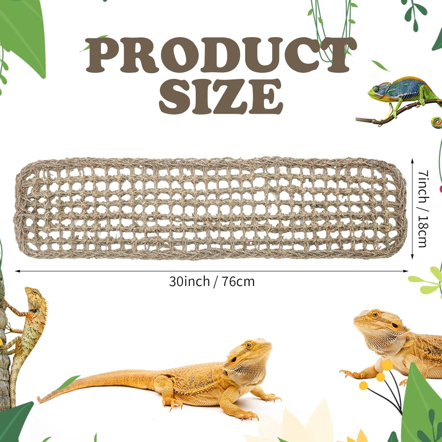 Bearded Dragon Hammock Lizard Reptile Climbing Lounger Seagrass Fiber Habitat Tank Accessories for Hermit Crab Gecko Snake Iguana Amphibian