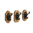 thumbnail image 6 of DecMode 4"W, 6"H Brown Wooden Vintage Inspired Fleur De Lis Wall Hook with Black Metal Hooks and Curved Edges, 3-Pieces, 6 of 9