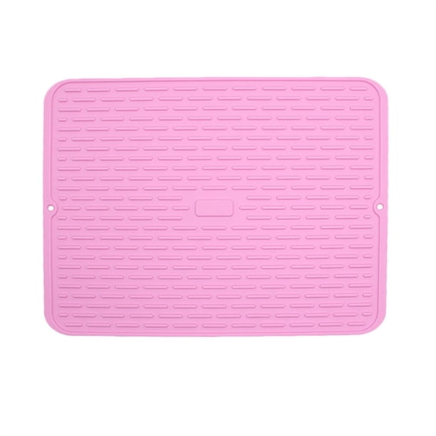 Estera de drenaje de silicona Bearachild botella impermeable bandeja de secado de platos gruesos grandes color rosado