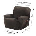 thumbnail image 4 of Zenna Home Narrow Stripe Patterned 4-Piece Recliner Stretch Slipcover, Mocha Brown, 4 of 7