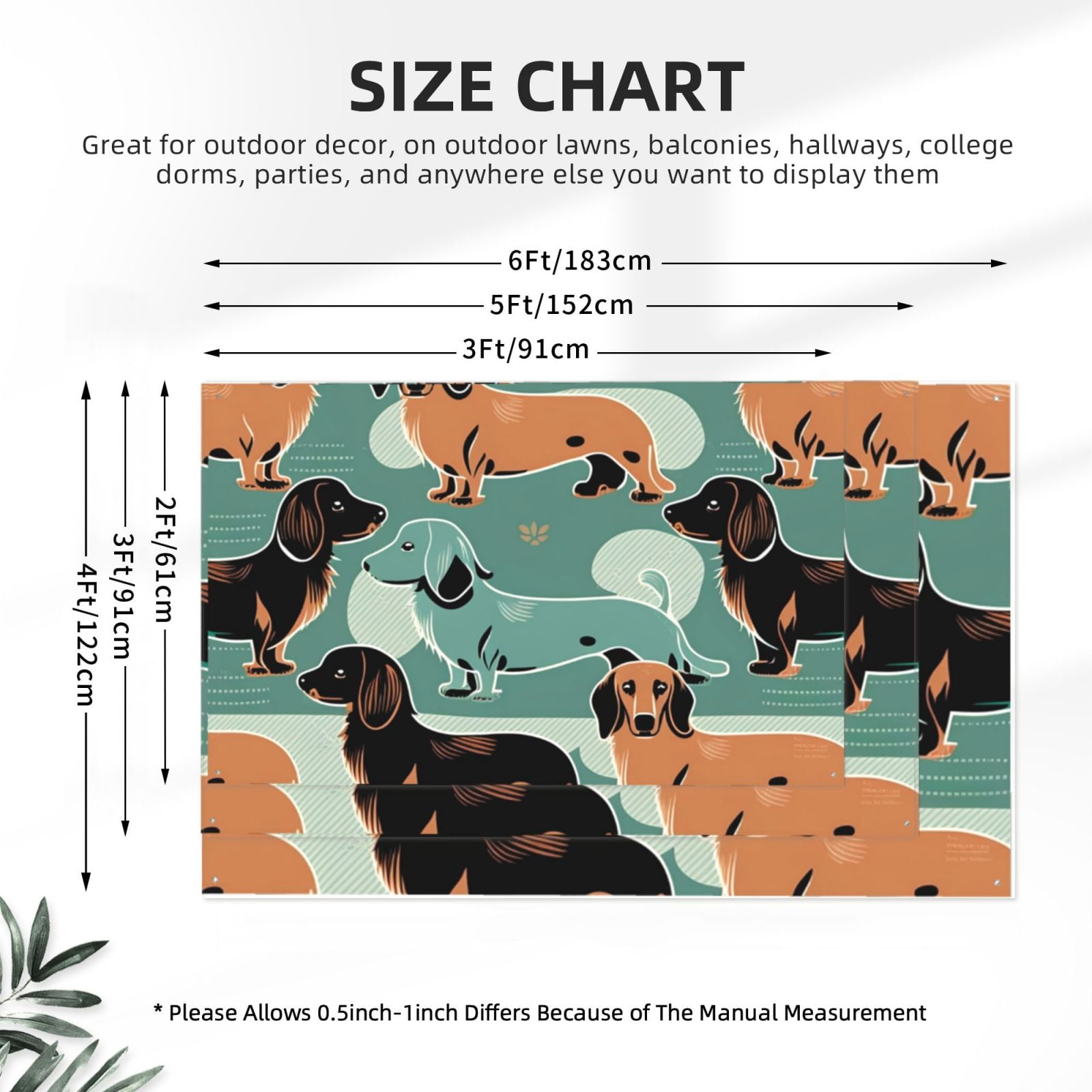 Dachshund Cute Retro Four Hole Decorated Banner Flag for Garden Yard Home Decoration Indoor Outdoor 4x6 Ft