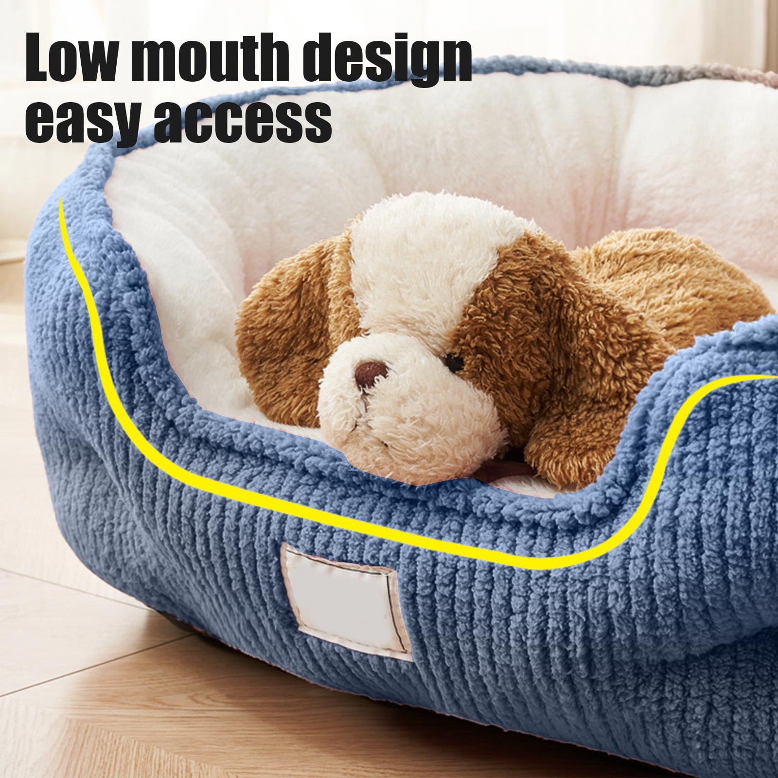 syligr Thick Warm Pet Bed for Cats Dogs Small Animals All Season Soft Plush Cushion Anti-Slip Bottom Washable Cover Cozy Sleeping Pad for Indoor Use Multiple Colors and Patterns