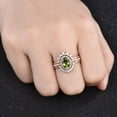 thumbnail image 2 of 3pcs Peridot Ring Set in 14K Rose Gold Vermeil- Crown Wedding Ring Set- Antique Promise Ring Peridot Jewelry, 2 of 3