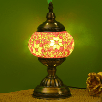 Bohemian Turkish Table Lamp, Glass Mosaic Night Light, Vintage Desk Decor for Bedroom, Living Room, Cafe Bar - Ideal Gift