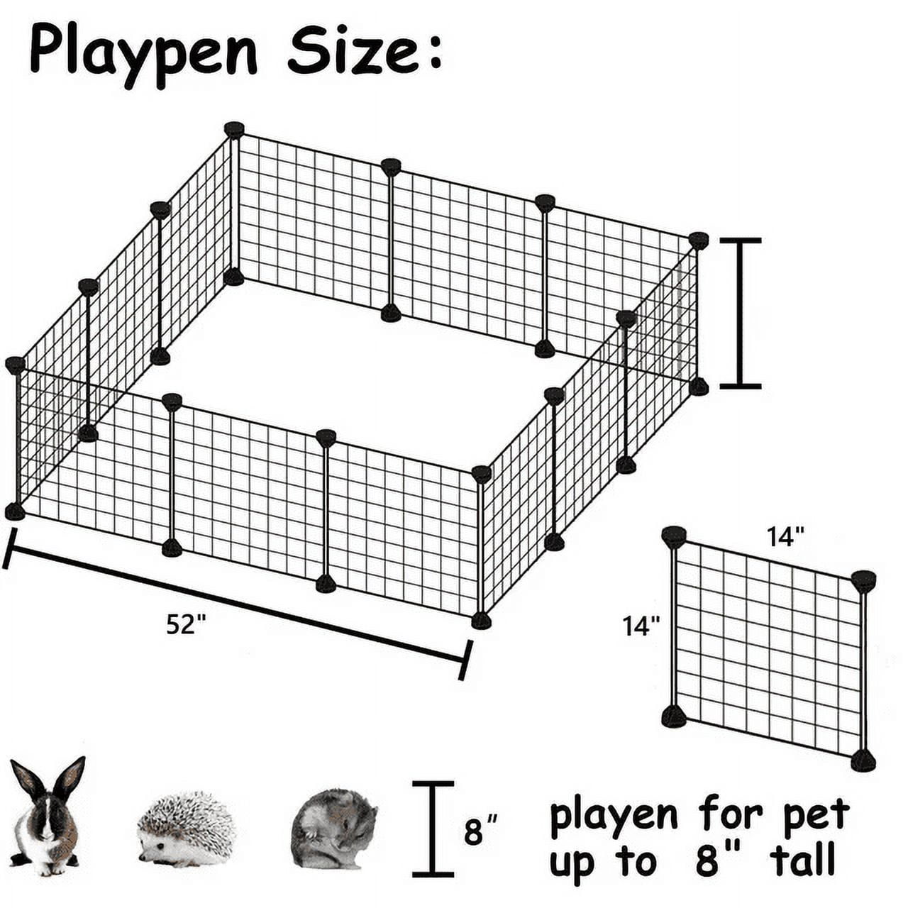 Small Animal Cage Indoor, Pet Playpen Portable Metal Wire yd Fence,Indoor Outdoor Fence Pen Enclosure for Small Animals, Guinea Pigs, Rabbits Kennel Crate Fence Tent, Black, (12Panels)