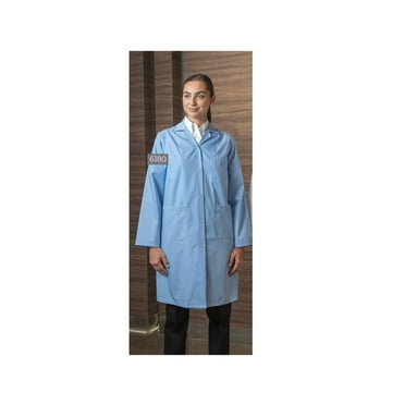 Women’s Premium Lab Coats 100% Cotton Snap Closures Elastic Cuffs 3 or 2 Pockets Color White or Lt. Blue Available sizes XS-XL (Sold as 2's/ Pack)