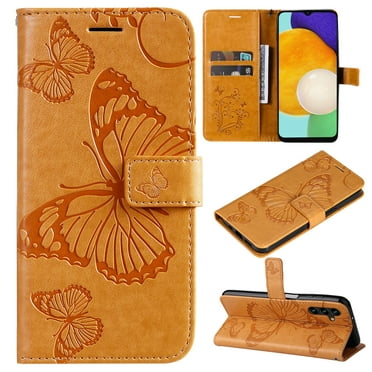 TECH CIRCLE Galaxy A54 5G Wallet Case,Butterfly Embossed PU Leather Flip case Cover Stand Feature with Wrist Strap and Card Holder Protective Phone Case for Samsung Galaxy A54 5G 6.4 inch 2023,Yellow
