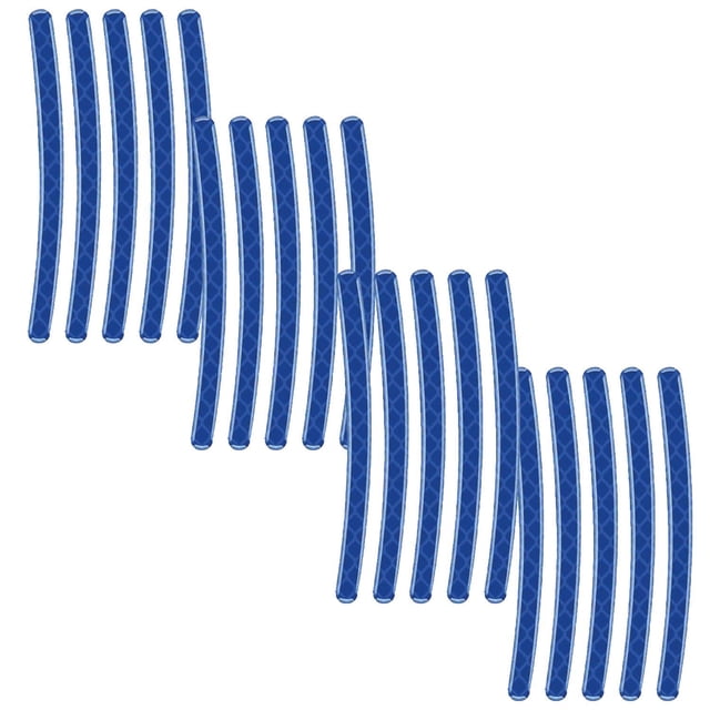 cinta reflectante neonstripblue 20 pzas azul reflectantes adhesivo resistente. Conjunto de 20 tiras curvas adhesivas azules con patrón reflectante hexagonal y borde contorneado, presentadas en cuatro grupos; diseñadas para adherirse a llantas de coche, moto o bicicleta, mejoran la visibilidad nocturna y resisten el agua.