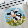 thumbnail image 5 of Latch Hook Rug Kit Cartoon Cute Dairy Cow in Wild Flowers Stamped Handmade Round Shape Carpet Crochet Yarn Craft DIY Hook and Latch Door Mat Tapestry for Home Floor Decor 50x50cm(4), 5 of 7