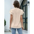 thumbnail image 2 of Womens Dressy Casual Tops Ruffle Short Sleeve V Neck Shirts Elegant Business Work Blouse  M, 2 of 6