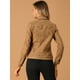 thumbnail image 5 of Chaqueta de gamuza sintética con botones a presión, bolsillos con solapa y cuello vuelto para mujer marrón M, 5 of 6