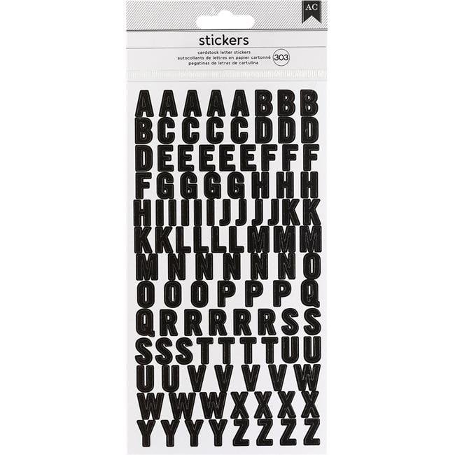 American Crafts Cardstock Alphabet Stickers 303/PkgBlack/Small San