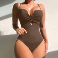 thumbnail image 2 of Lroveb One Piece Swimsuits for Women Swimsuit Sexy Bikini Solid Color Stripes Conjoined High Waist Beach Suit Monokini Bathing Suit, 2 of 6