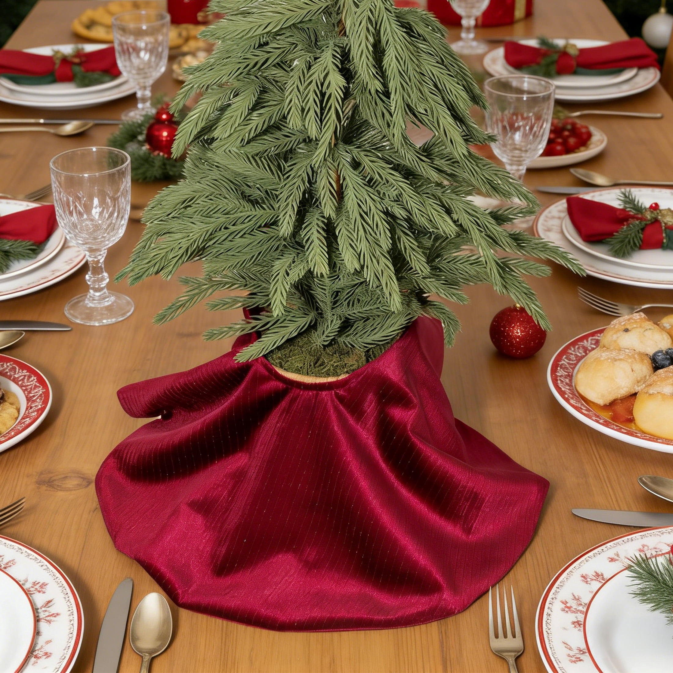 Mini Christmas Tree Skirt, Red, 18", by Holiday Time