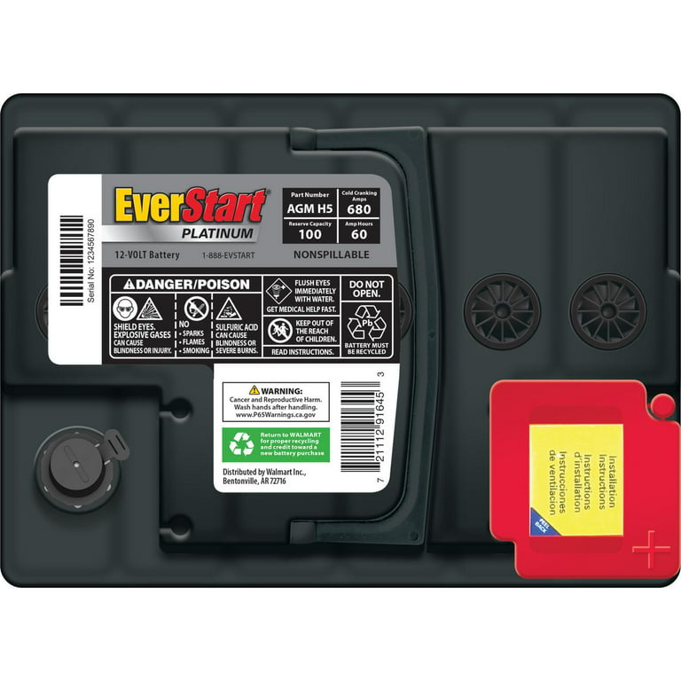 Everstart Platinum Boxed AGM Battery, Group Size H5 12V, 680 CCA
