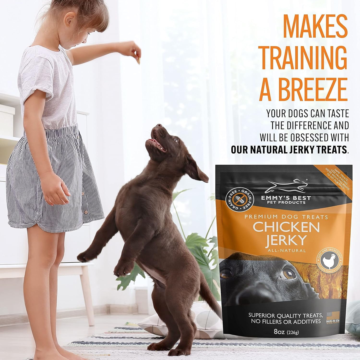 EBPP Chicken Jerky Strips Dog Training Treats, 8 oz