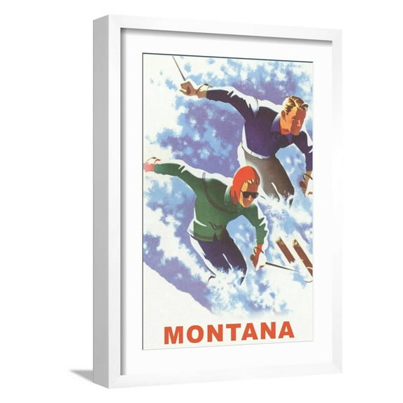 Art.com Ski Montana Poster Art Print, White Frame Wall Art, 17" x 23"