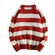 thumbnail image 1 of Suéter de cuello redondo a rayas para hombre, estilo invernal, suéter de punto holgado, suéter informal de estilo moderno, 1 of 5