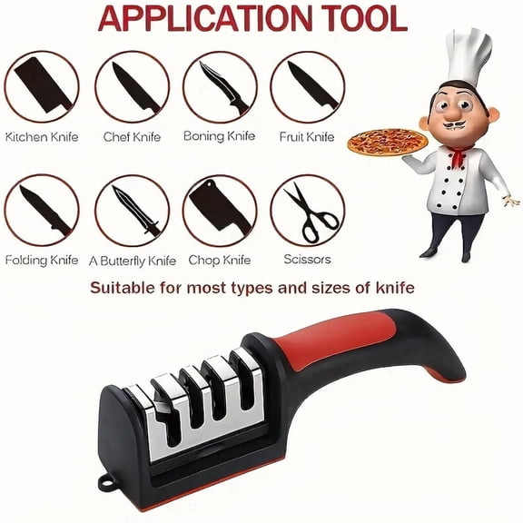 Manual Knife Sharpener, Multi-Function Kitchen Blade Restorer with Ergonomic Non-Slip Design