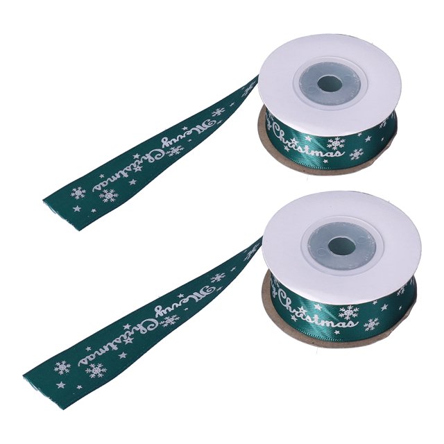 2 rollos de cinta navideña ancha, cinta verde navideña, cinta para envolver regalos navideños