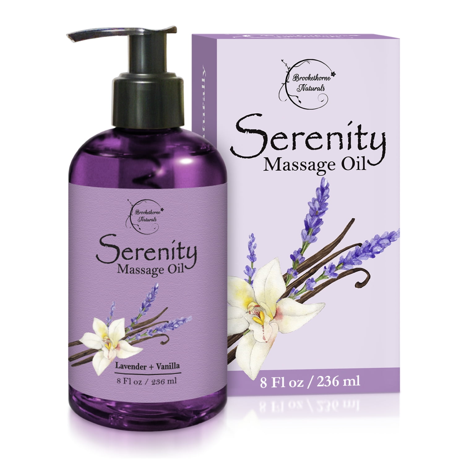 Brookethorne Naturals Serenity Massage Oil with Lavender & Vanilla 8oz