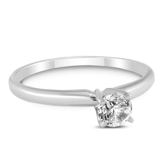 SZUL Women's 1/4 Carat Round Diamond Solitaire Ring in 14K White Gold (L-M Color, I2-I3 Clarity)