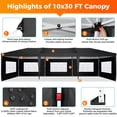 thumbnail image 3 of SANOPY 10 x 30 FT Canopy Party Tent with 5 Walls 10x30 Pop Up Tent for Parties Waterproof UPF 50+ Outdoor Commercial Event Tent for Party Backyard Gazebo Canopy with Sidewalls & Sandbags, 3 of 8