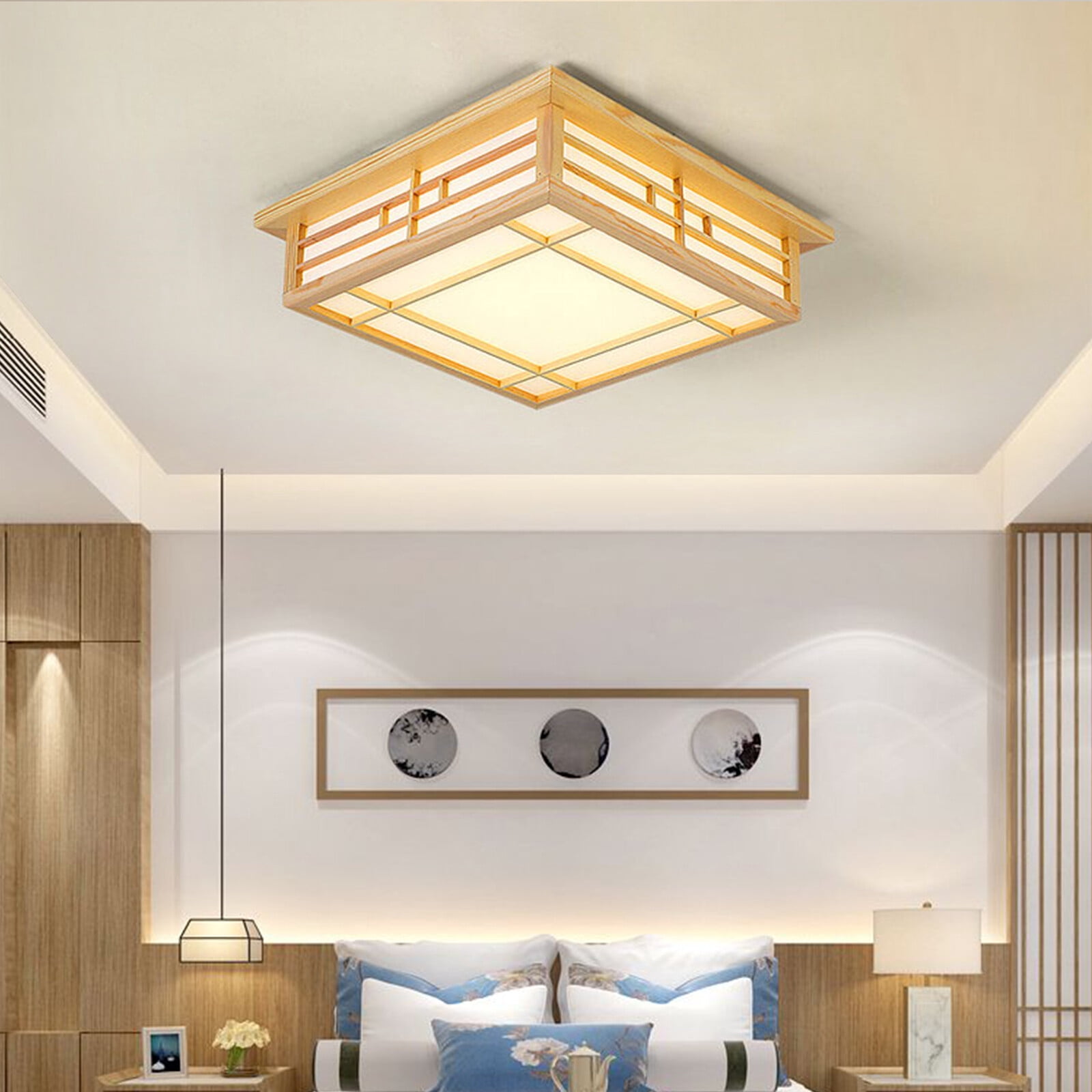 13.8*13.8in Remote Control Assembly Indoor Ceiling Lamp Square Tatami Ceiling Light for Bedroom Ceilings Laundry Rooms Hallways