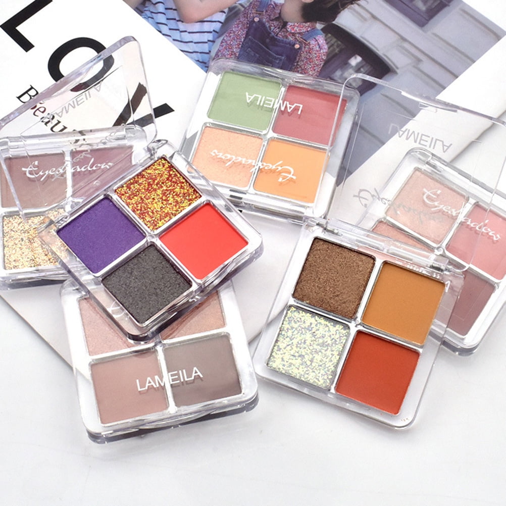 4 Colors Eyeshadow Palette Cosmetic Holographic Shiny Matte Glitter