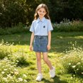 thumbnail image 3 of Fancifize Girls Short Sleeve Blouses Kids Collared Button Down School Uniform Tops Casual Solid Color Shirts, 3 of 6