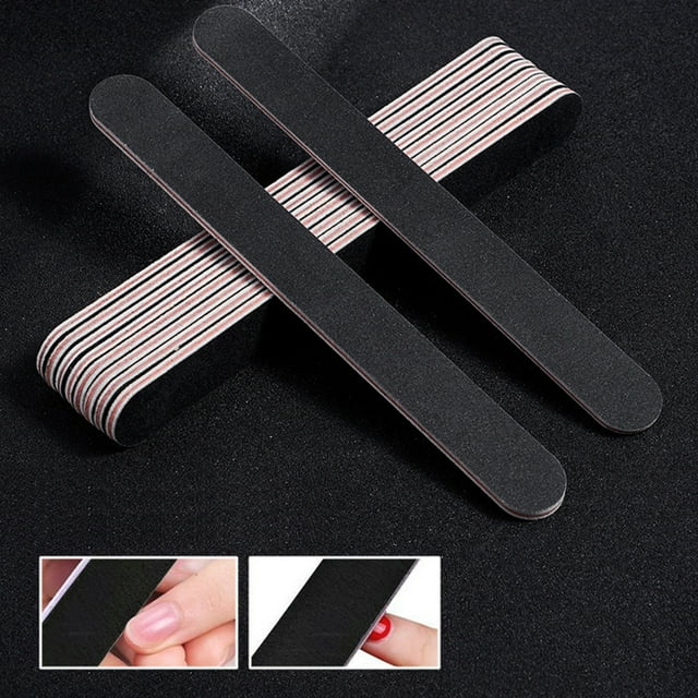 Trayknick 10Pcs Emery Board Large Area Wide Application Sandpaper Black Sand Red Heart Nail File for Salon