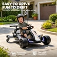 thumbnail image 5 of iYofe 12V Ride on Car for Kids, 360° Spin Drift Racing Go Kart with Powered PU Glowing Wheels, Water Spray Effect with Light, Music, Electric Ride On Toys for Boys Girls Age 3-8, White, 5 of 8