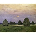 thumbnail image 4 of Isaak Levitan 31x26 Black Modern Wood Framed Wall Art Titled - Dawn/Dusk - Bundle of Hay, 4 of 6