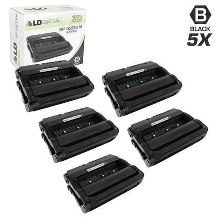 LD Remanufactured Replacements for Ricoh 406683 / SP 5200HA Set of 5 Black Laser Toner Cartridges for use in Lanier  Savin  & Aficio SP5200DN  SP5200S  SP5210DN  SP5210SF  SP5210SR s