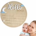 thumbnail image 4 of LAMIRO Baby Announcement Sign,5.9" Wooden Hello World Newborn Signs,Birth Announcement Sign,baby name sign,Baby Shower Hospital Nursery for Newborn Boys and Girls, 4 of 5