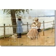 thumbnail image 1 of Ceramic Tile Mural-William Chase Waterfront Painting 408. 25.5" w x 17" h using (24) 4.25 x 4.25 ceramic tiles, 1 of 3