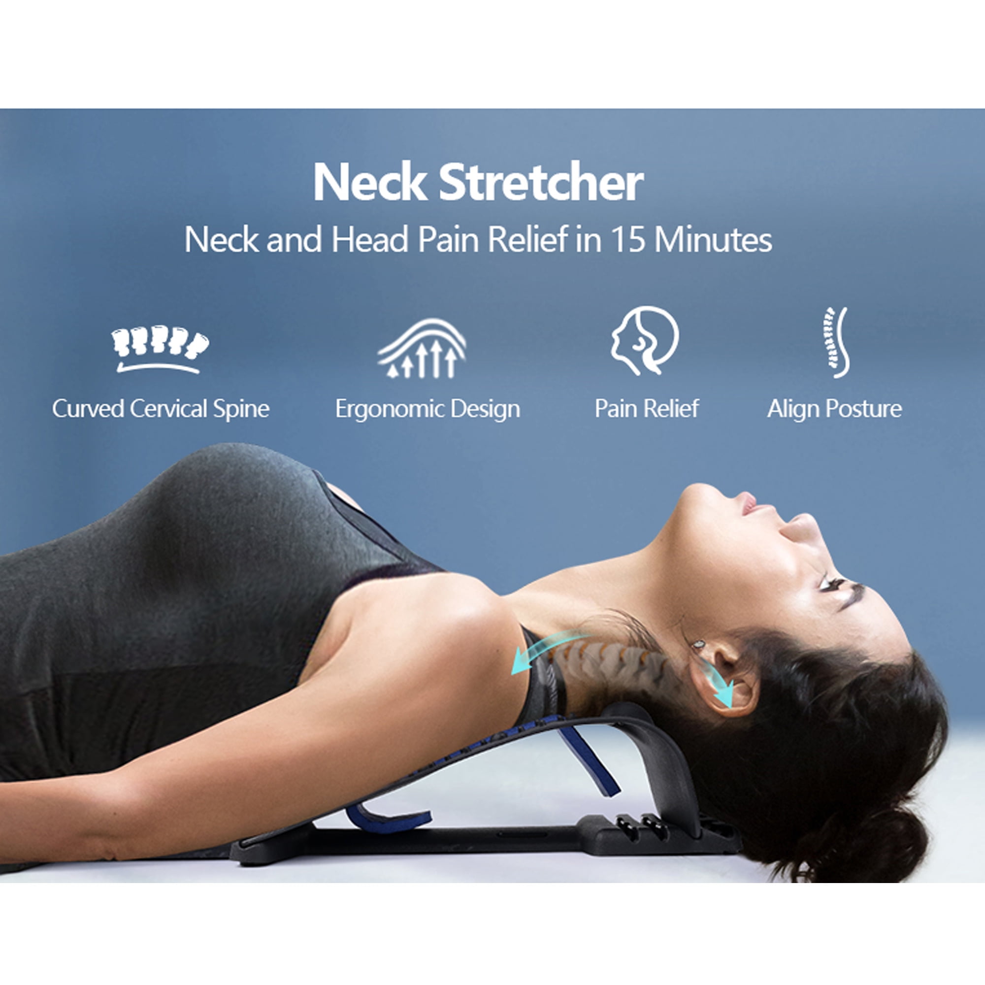 SAYFUT Back Stretcher Lumbar Correction Pad Neck Shoulder Relaxer Pillow Traction Device Brace Support