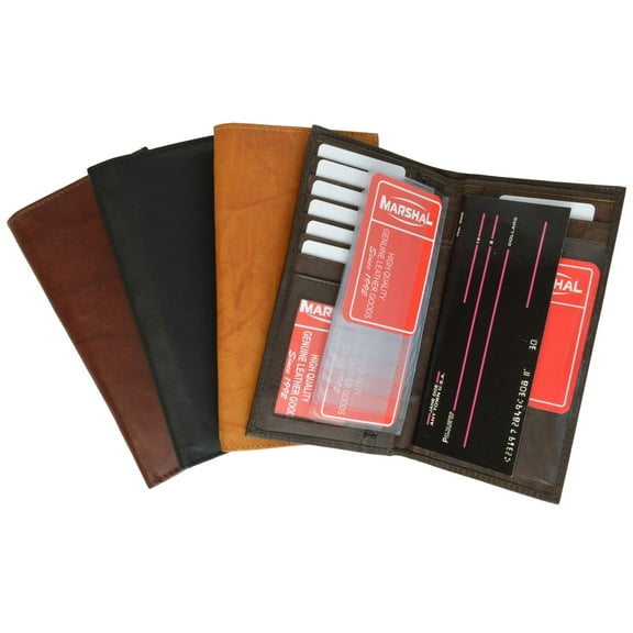 Genuine Leather Sim Checkbook Organizer ID Credit Card Holder Wallet 853 CF (C) Burgundy