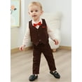 thumbnail image 4 of CARETOO Baby Boy Clothes Suit 0-24 Months Infant Gentleman Outfits Shirt Bowtie Waistcoat Pants Set, 4 of 18