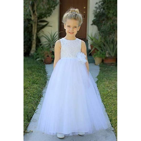 Ekidsbridal Floral Lace Heart Cutout Formal Flower Girl DressWedding Tulle Father Daughter Dance Ballroom Gown for Toddlers 172F 12