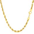 thumbnail image 1 of 14k Yellow Solid Gold Diamond Cut Rope Chain Necklace, 4.0mm, 22", 1 of 4